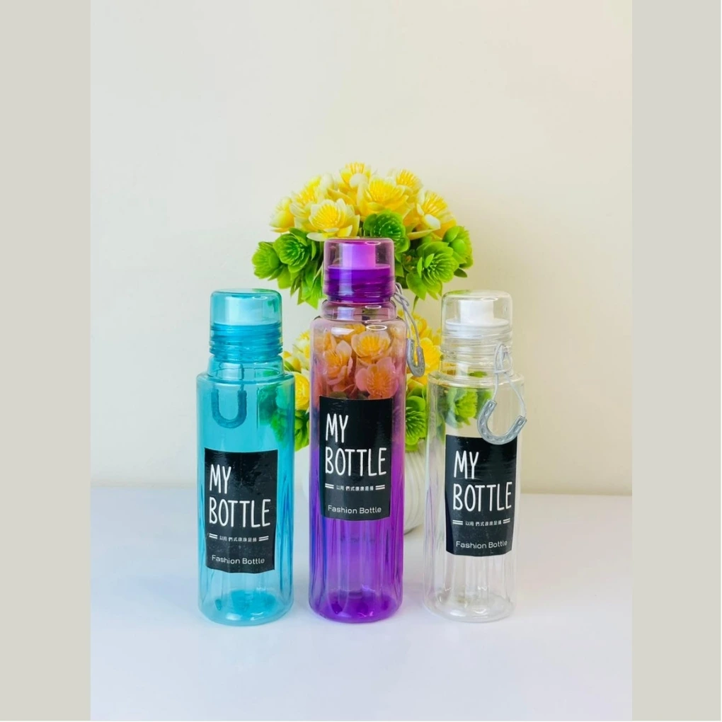 Plastic Transparent Water Bottle 500ml water cup BPA Free, Leak-Proof, Reusable with Easy Lock Random Color Water Bottle 1pic