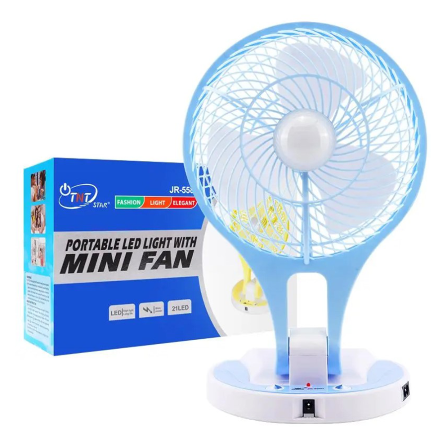 JR-5580 Model Powerful Rechargeable Table Fan with 21 Smd LED Lights
