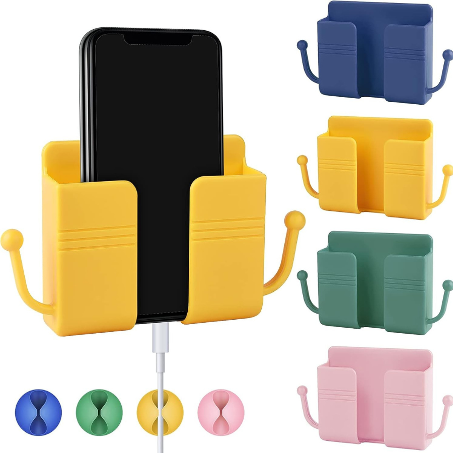 Mobile Phone Charging Hanging Holder Multifunction Wall Mounted Plug Bracket Remote Control Mounted Storage Box